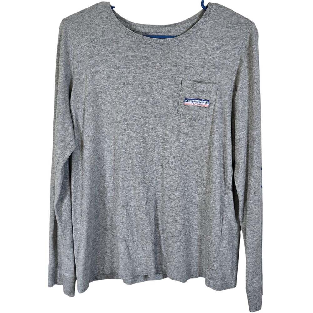 Vineyard Vines Martha's Vineyard Long Sleeve Shirt Men's M Gray Logo Casual